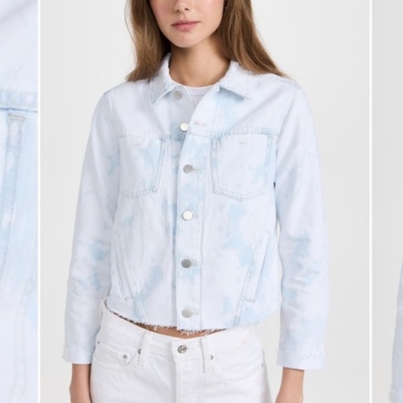 L'AGENCE Jackets & Blazers - New L'AGENCE Janelle denim jacket in Light Blue acid wash Size Petite Small